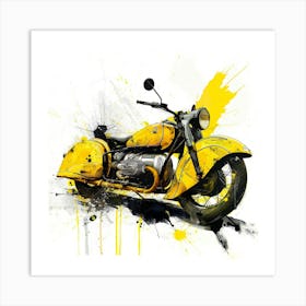 Yellow Motorcycle Canvas Print Art Print