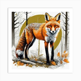 Fox In The Woods 40 Art Print