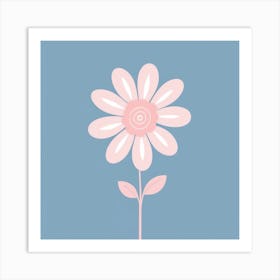 A White And Pink Flower In Minimalist Style Square Composition 302 Art Print