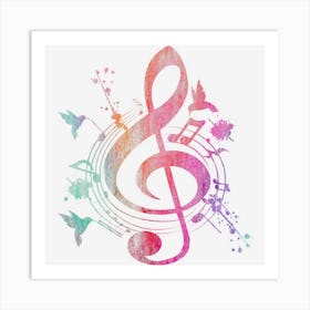 Music Musical Instrument Birds Treble Clef Art Print