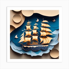 Paper art navy 01 Art Print