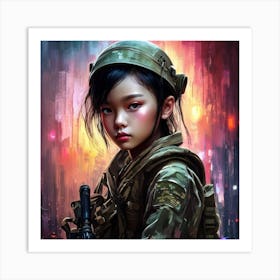 Asian Girl Soldier Art Print