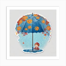 An Umbrella Falling To The Ground Rain Falling 3 Art Print