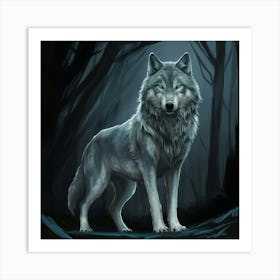 A Striking And Detailed Illustration Of A Majestic wolf Art Print