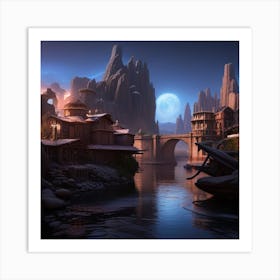 City In The Mountains Art Print