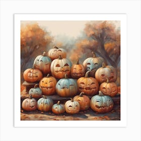 Halloween Pumpkins Cute Painted Pumpkins ( Bohemian Design ) Art Print