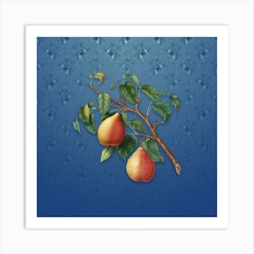 Vintage Wild European Pear Botanical on Bahama Blue Pattern n.0608 Art Print