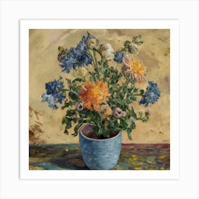 Flowers In A Blue Vase 4 Art Print