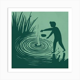 Man Fishing In A Pond Art Print