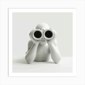 White Figure With Binoculars Art Print