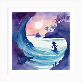 Mermaid In The Ocean Art Print