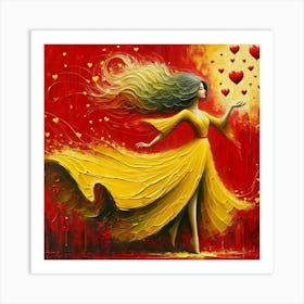 Love In A Yellow Dress Art Print