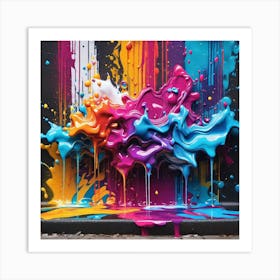 Colorful Paint Splatter Art Print