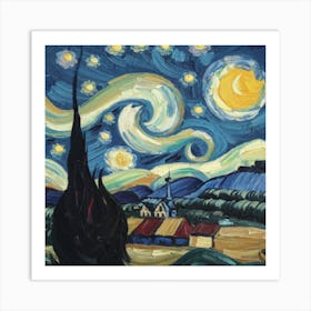 The Starry Night, Vincent Van Gogh Art Print 5 Art Print