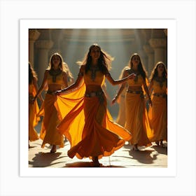 A Traditional Egyptian Dance Performed By Women In Flowing Garments And Music Art Print