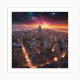 New York City At Night Art Print