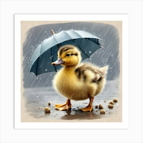 Duck In The Rain 8 Art Print