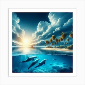 Dolphins In The Ocean Art Print