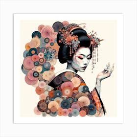 Japan Traditional Geisha Illustration By Ad 68 Art Print