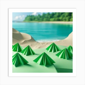 Green Trees On The Beach Art Print