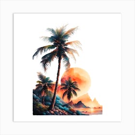 Palm Trees At Sunset 2 Art Print
