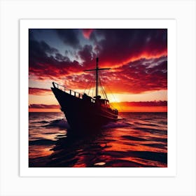 Sunset Boat 9 Art Print