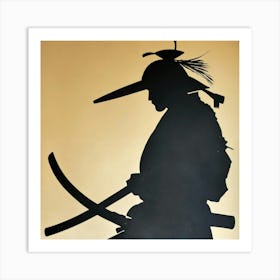 Dadaism Art, Silhouette of a Japanese samurai 2 Art Print