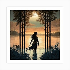 Woman In The Water 4 Art Print