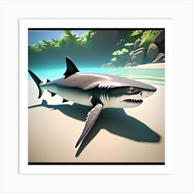 Shark On The Beach 1 Art Print