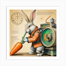 Rabbit With A Clock Art Print