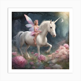 Fairy On A Unicorn 1 Art Print