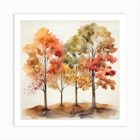 Watercolor Of Autumn Trees 1 Art Print 2 Art Print