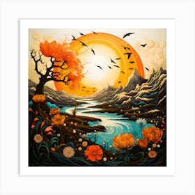 Avian Whispers Birds In The Dawn Art Print