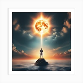 Man Standing On A Rock In The Ocean Art Print