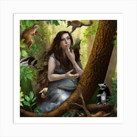 Woman In The Forest 003 Art Print