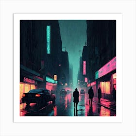 Dark City At Night Art Print