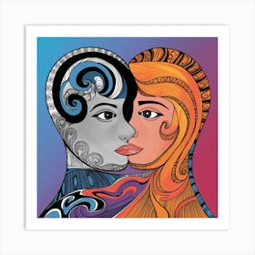 Two People Kissing Art Print