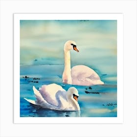 Swans In The Water Art Print