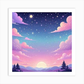 Sky With Twinkling Stars In Pastel Colors Square Composition 154 Art Print