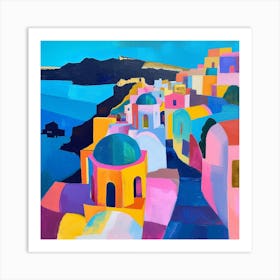 Abstract Travel Collection Santorini Greece 3 Art Print