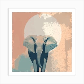 Elephant in the sunset Art Print