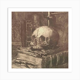 Skull And Book Art Print