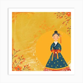 Chuseok Themed Banner Texture With Hanbok Design 1718401099 1 Art Print