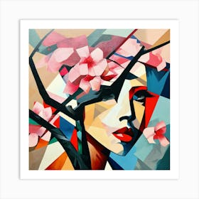 Cubism Art, Abstract sakura 5 Art Print