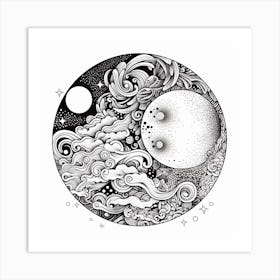 Moon And Clouds 1 Art Print