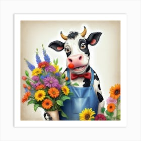 Cow With Flowers 20 Art Print