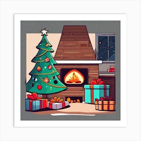 Christmas Tree And Presents 8 Art Print