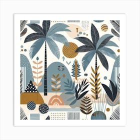 Scandinavian style, Summer tropical pattern with palm trees Art Print