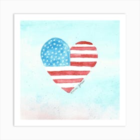 Patriotic Heart America Art Print