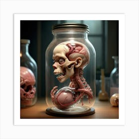 Skull In A Jar Art Print